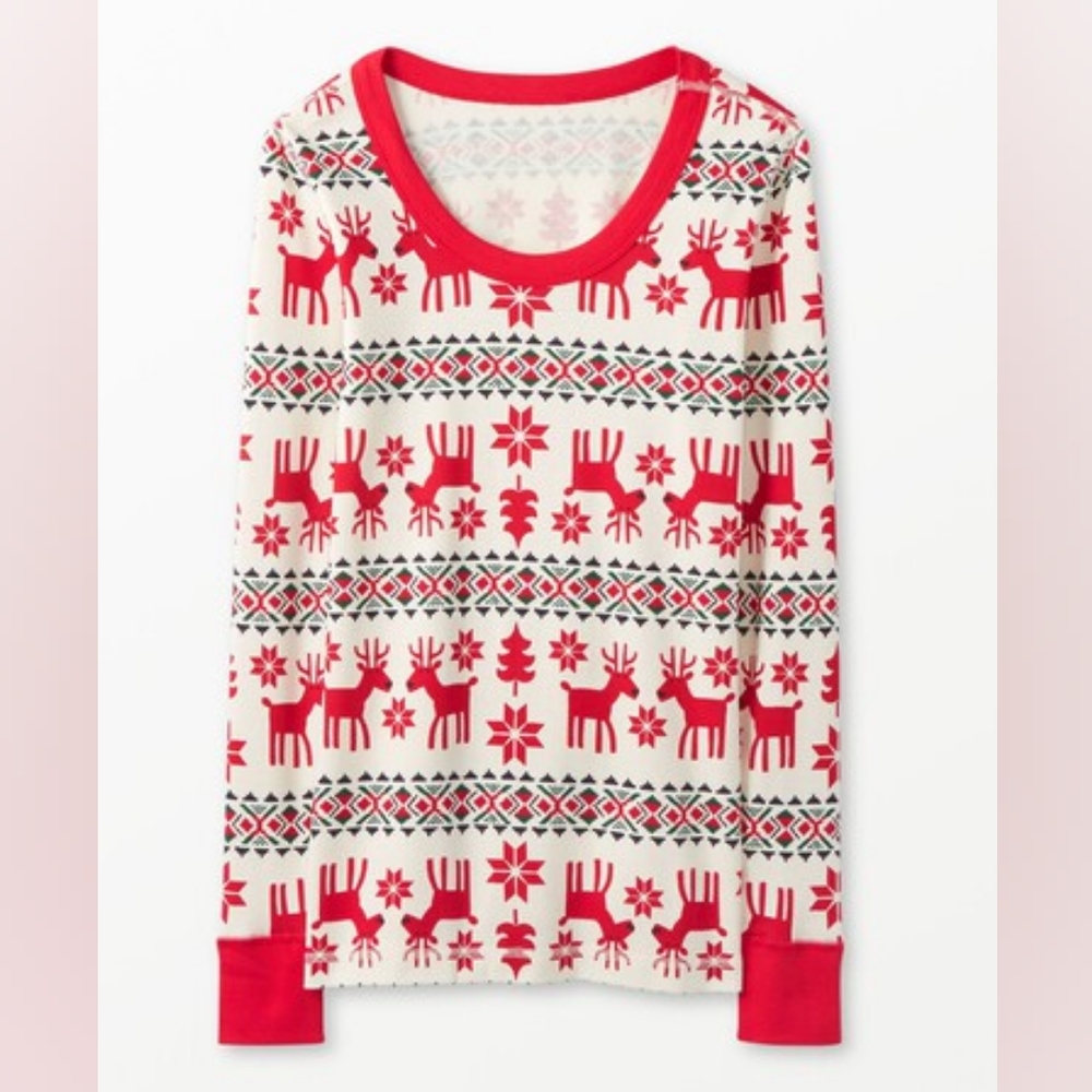 Hanna Andersson women's Dear Deer long sleeve pajama top size Smal